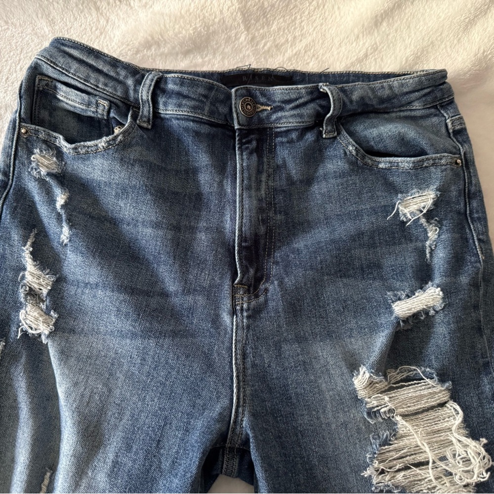 Risen High Rise Distressed Stretch Jeans 15/32 15 - Picture 5 of 11